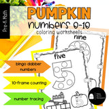 Pumpkin Counting Mats & 10-Frame Coloring Worksheets