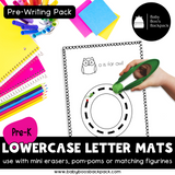 Pre-K Lowercase Letter Tracing Mats: a to z
