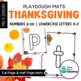 Thanksgiving Playdough Mats | Numbers 0-20 & Lowercase Letters