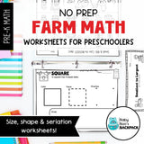 No Prep Farm Math Worksheets | Numbers, Shapes, Colors & MORE!