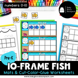 10-Frame Fish Counting Mats & Coloring Worksheets