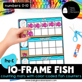 10-Frame Fish Counting Mats & Coloring Worksheets
