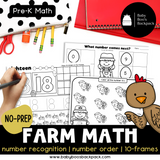 NO PREP Farm Trace & Color Math Worksheets