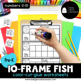 10-Frame Fish Counting Mats & Coloring Worksheets