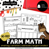 NO PREP Farm Trace & Color Math Worksheets