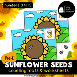 Pre-K Sunflower Seed Counting Mats & Coloring Worksheets
