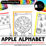 Apple Alphabet Trace & Color Worksheets