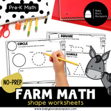 NO PREP Farm Trace & Color Math Worksheets