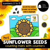 Pre-K Sunflower Seed Counting Mats & Coloring Worksheets
