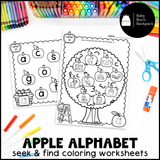 Apple Alphabet Trace & Color Worksheets