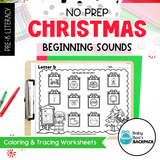 No-Prep Christmas Alphabet Worksheets | Beginning Sounds, Letter Recognition & Tracing