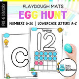 Easter Playdough Mats | Numbers 0-20 & Lowercase Letters | Egg Hunt