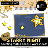 Pre-K Starry Night Counting Mats & Coloring Worksheets