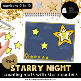 Pre-K Starry Night Counting Mats & Coloring Worksheets