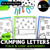 No-Prep Camping Alphabet Worksheets