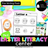 Pre-K Easter Literacy Set: Games, Coloring Worksheets & Story Prompts