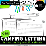 No-Prep Camping Alphabet Worksheets