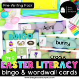 Pre-K Easter Literacy Set: Games, Coloring Worksheets & Story Prompts