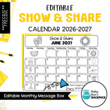 FREE Editable Show & Share Calendar 2026-2027