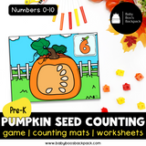 Pre-K Pumpkin Seed Counting Mats & Coloring Worksheets
