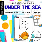 Ocean Playdough Mats | Numbers 0-20 & Lowercase Letters