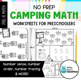 No-Prep Camping Math Worksheets | Numbers, Shapes, Colors & MORE!