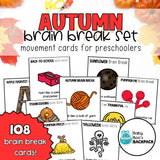 Autumn Brain Break Cards | Fall Gross Motor Movement Cards | Self-Regulation