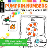 Pumpkin Numbers 0-10 | Counting Mats, Task Cards & Worksheets