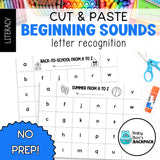 Cut & Paste Beginning Sounds Worksheets | Letter Recognition Worksheets
