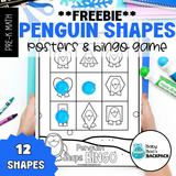 Hands hold a Penguin Shape Bingo card—part of Free Penguin Shape Posters and Bingo for shape recognition in preschool math.