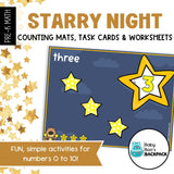 Starry Night Counting Mats, Task Cards & Worksheets | Numbers 0-10