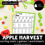 Apple Harvest Math: Sorting Mats, Worksheets &  Non-Standardized Measurement Cards