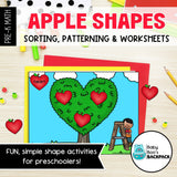 Apple Shapes Math Center Set | Sorting Mats, Patterning & Worksheets