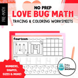 No Prep Love Bug Math Worksheets