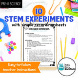 10 Easy STEM Experiments & Recording Sheets