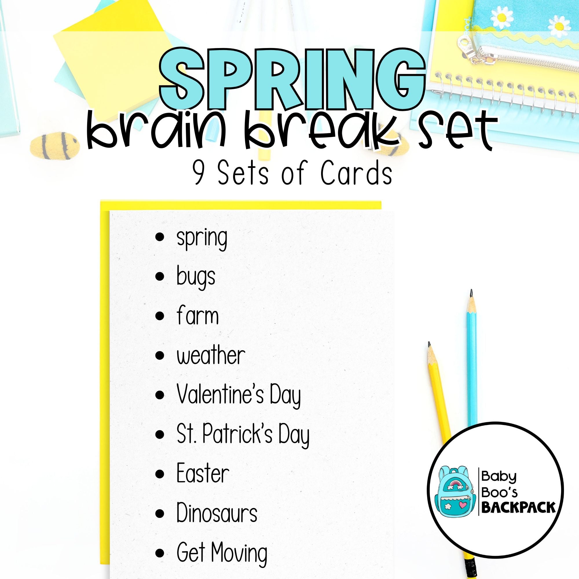 Spring Brain Break Cards | Spring Gross Motor Movement Cards | Self-Re ...