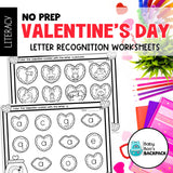 No-Prep Valentine's Day Letter Recognition Worksheets | Beginning Sounds & Letter Tracing