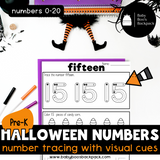 Pre-K Halloween Trace & Color Number Worksheets