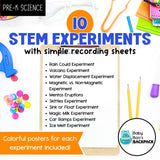 10 Easy STEM Experiments & Recording Sheets