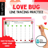 Pre-K Valentine's Day Line & Shape Tracers | Love Bug Tracing Worksheets