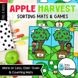 Apple Harvest Math Center Set | Sorting Mats, Worksheets & Measuring Cards