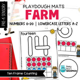Farm Playdough Mats | Numbers 0-20 & Lowercase Letters a to z