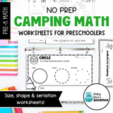 No-Prep Camping Math Worksheets | Numbers, Shapes, Colors & MORE!