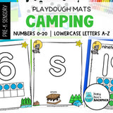 Camping Playdough Mats | Numbers 0-20 & Lowercase Letters a to z