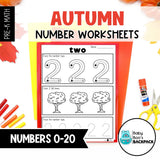 Autumn Number Worksheets | Numbers 0-20