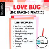 Pre-K Valentine's Day Line & Shape Tracers | Love Bug Tracing Worksheets