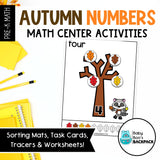 Autumn Number Tracing Cards, Counting Mats & Coloring Worksheets