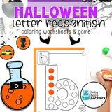 Halloween Letter Recognition Worksheets & Beginning Sounds Matching Game