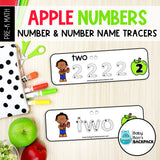 Apple Number Tracing Cards, Counting Mats & Coloring Worksheets