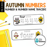 Autumn Number Tracing Cards, Counting Mats & Coloring Worksheets